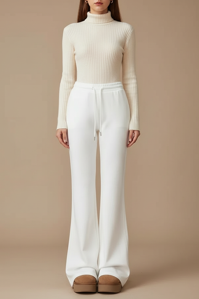 Pantalon Patte D'éléphant Femme Blanc - Molleton