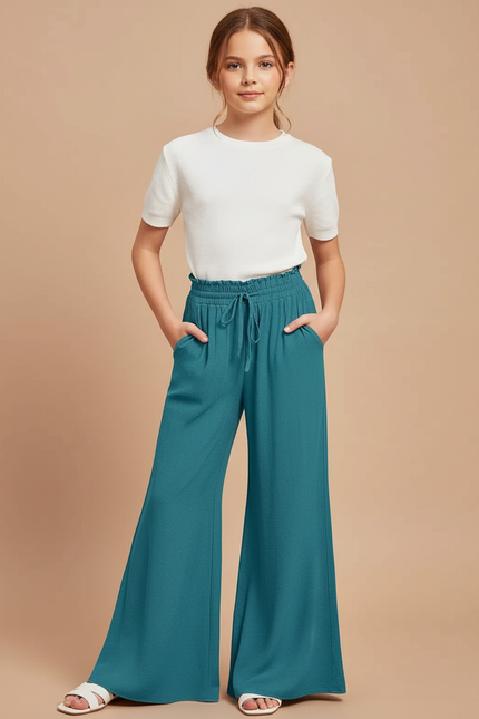 Pantalon Patte D'Éléphant Vert Émeraude Fluide Taille Haute - Viscose