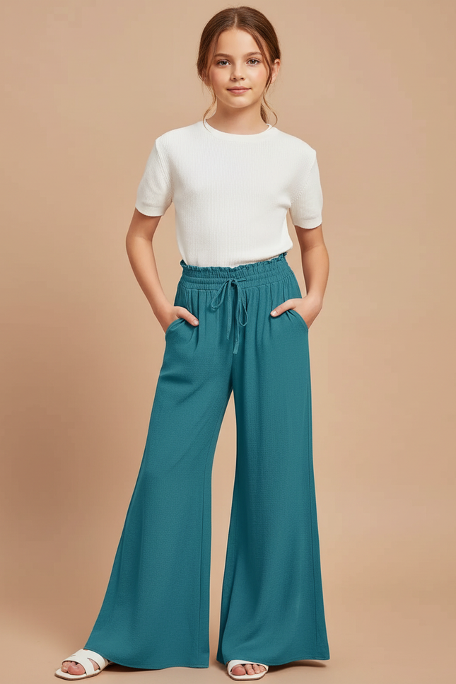 Pantalon Patte D'Éléphant Vert Émeraude Fluide Taille Haute - Viscose