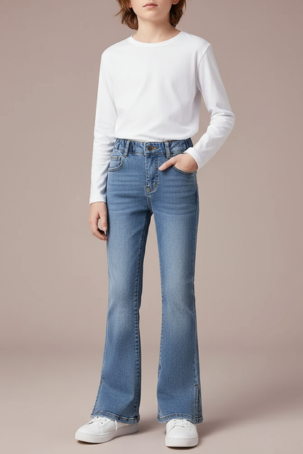 Pantalon Patte D'Éléphant Jean Denim Bleu Évasé Junior