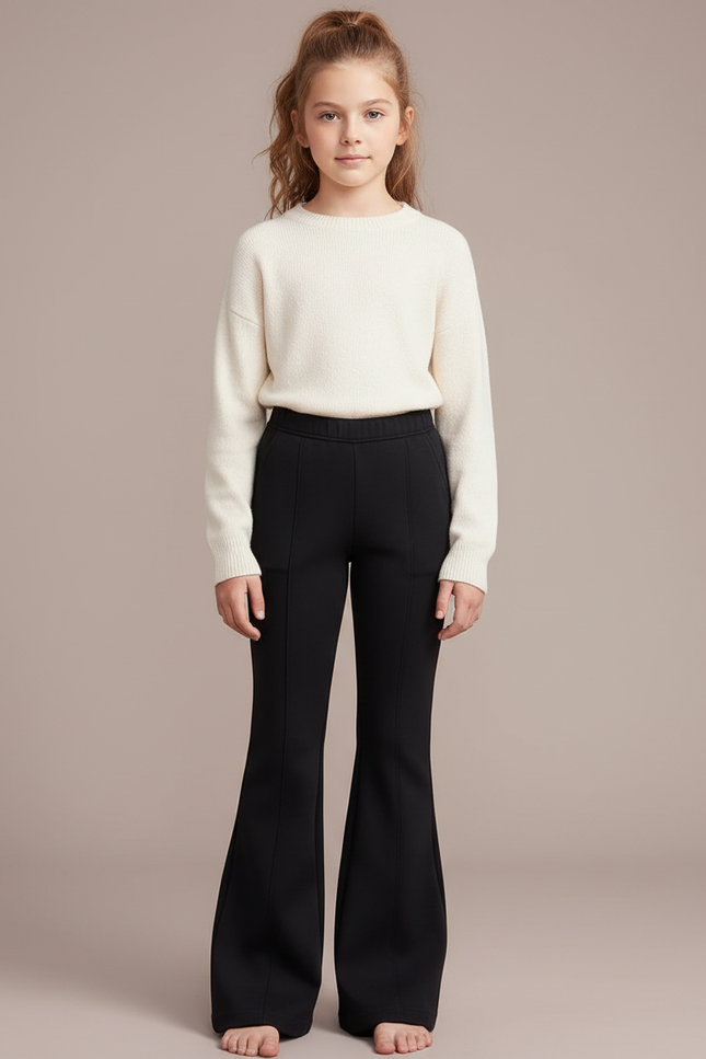 Pantalon Patte D'Éléphant Noir Élastique Confortable Fille - Maille