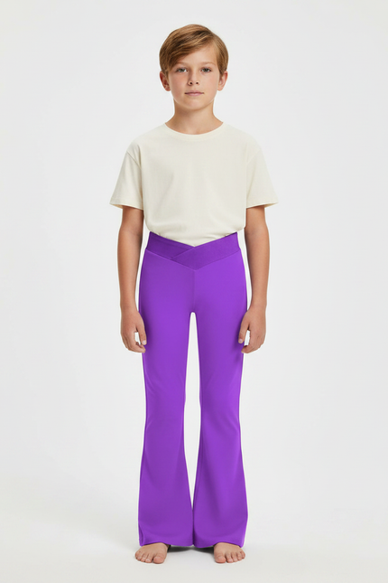Pantalon Patte D'Éléphant Violet Élastique Confortable Unisexe - Polyester