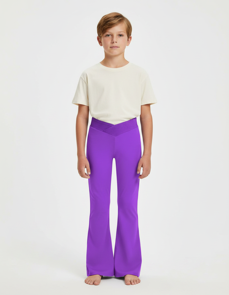 Pantalon Patte D'Éléphant Violet Élastique Confortable Unisexe - Polyester