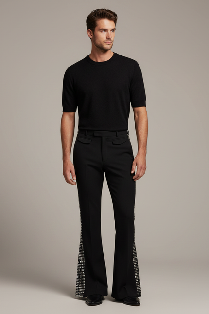 Pantalon Patte D'éléphant Paillette - Noir Polyester