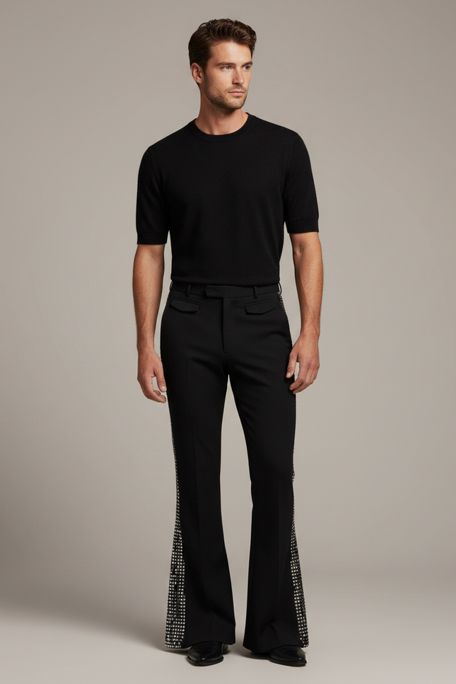 Pantalon Patte D'éléphant Paillette - Noir Polyester