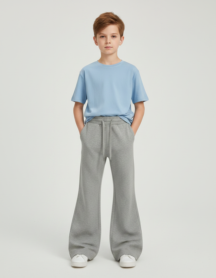 Pantalon Patte D'Éléphant Gris Chiné Décontracté Enfant Confortable - Molleton