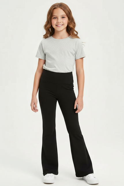 Pantalon Patte D'Éléphant Noir Taille Haute Confortable Enfant - Polyester