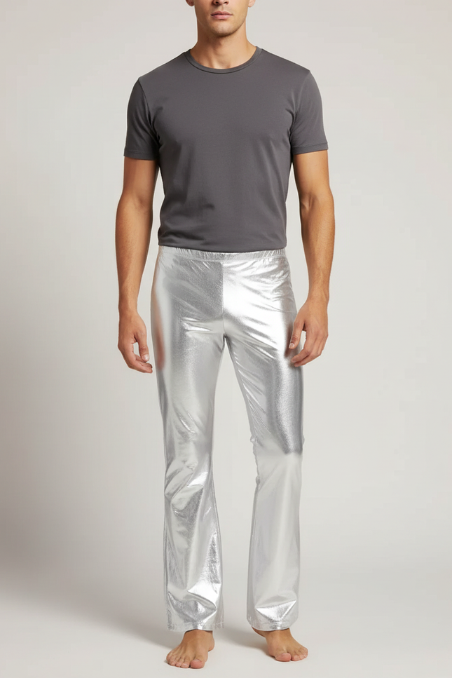 Pantalon À Pattes D Éléphant - Argenté Polyester
