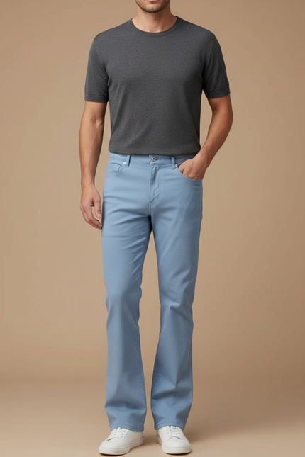 Pantalon Patte D'Éléphant Homme Bleu Ciel Décontracté Classique - Gabardine