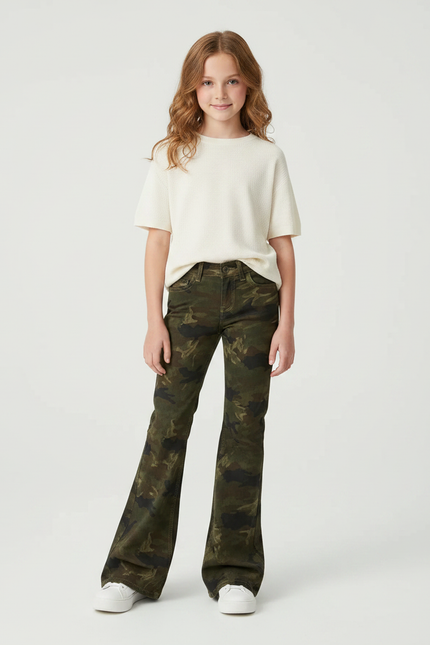 Pantalon Patte D'Éléphant Camouflage Évasé Enfant Décontracté - Multicolore Toile
