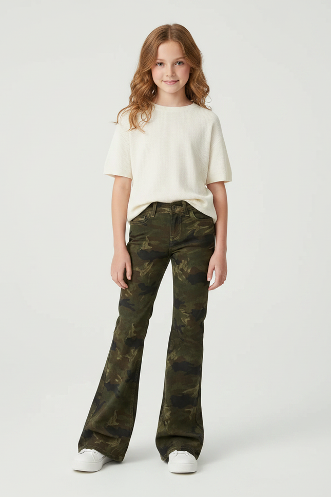 Pantalon Patte D'Éléphant Camouflage Évasé Enfant Décontracté - Multicolore Toile