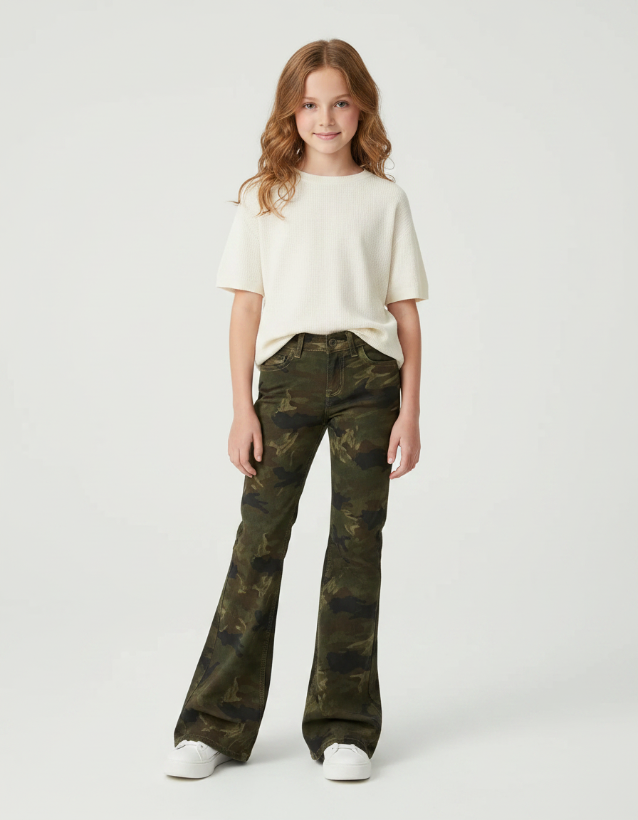 Pantalon Patte D'Éléphant Camouflage Évasé Enfant Décontracté - Multicolore Toile