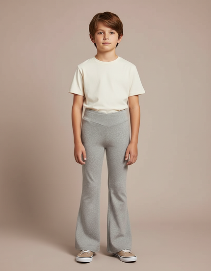 Pantalon Patte D'éléphant Ensemble - Gris Molleton