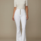 Pantalon Patte D'Éléphant Blanc Taille Haute Boutons Dorés - Jean