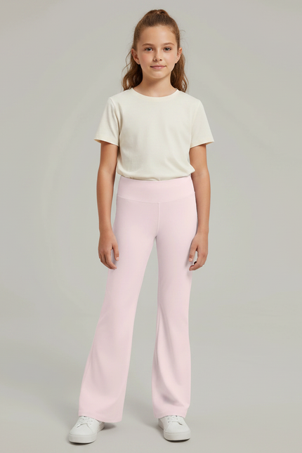 Pantalon Patte D'Éléphant Rose Clair Confortable Extensible Fille - Polyester