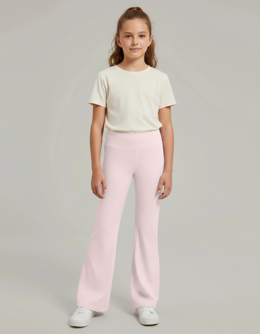 Pantalon Patte D'Éléphant Rose Clair Confortable Extensible Fille - Polyester