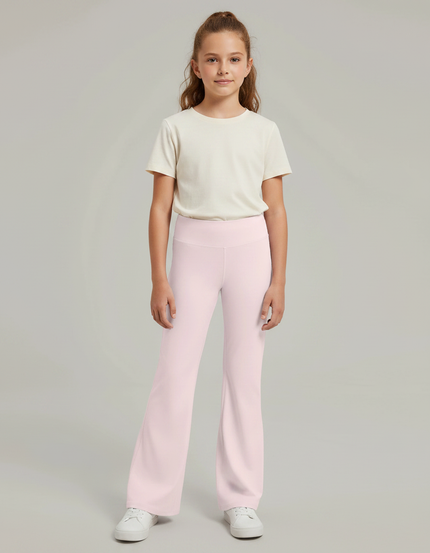 Pantalon Patte D'Éléphant Rose Clair Confortable Extensible Fille - Polyester