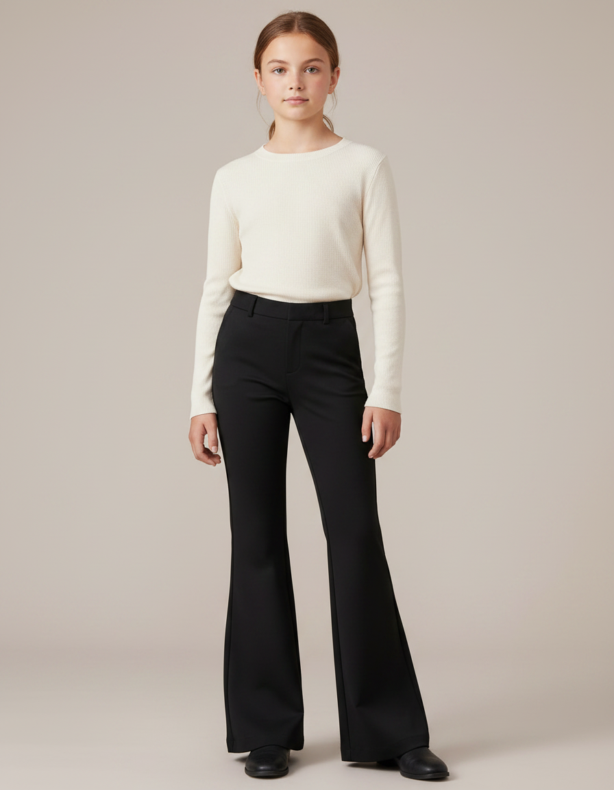 Pantalon Patte D'Éléphant Noir Évasé Stretch Confortable - Polyester