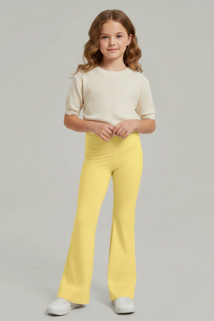 Pantalon Patte D'Éléphant Jaune Vif Évasé Confortable Enfant - Polyester