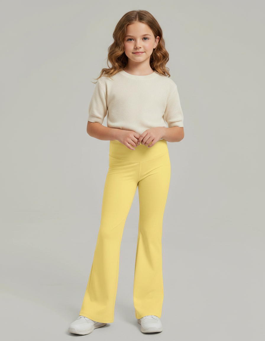 Pantalon Patte D'Éléphant Jaune Vif Évasé Confortable Enfant - Polyester