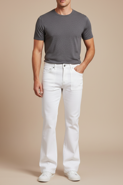 Pantalon Jeans Patte D'éléphant - Blanc