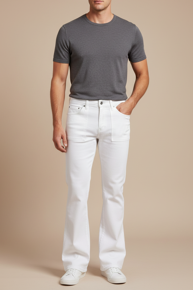 Pantalon Jeans Patte D'éléphant - Blanc