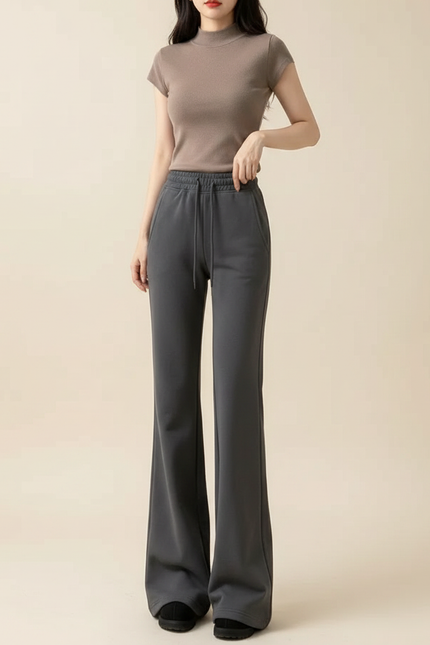 Pantalon Legging Patte D'éléphant - Gris Molleton