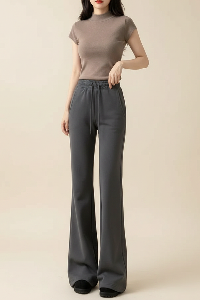 Pantalon Legging Patte D'éléphant - Gris Molleton