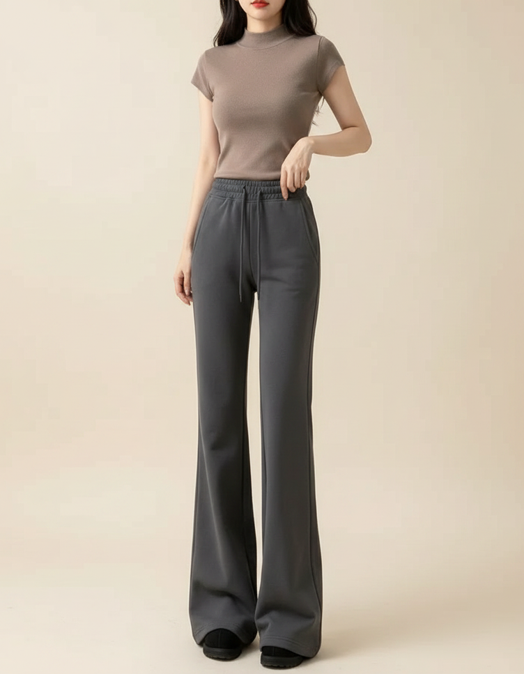 Pantalon Legging Patte D'éléphant - Gris Molleton