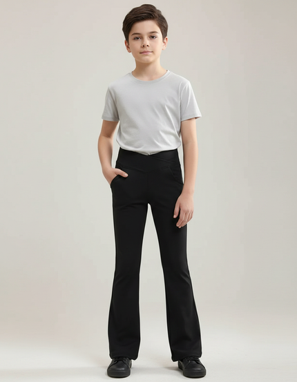 Pantalon Patte D'Éléphant Noir Taille Haute Évasé Enfant - Polyester