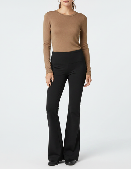 Pantalon Patte D'Éléphant Noir Taille Haute Évasé Chic - Polyester