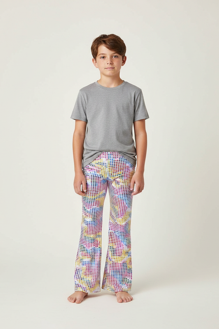 Pantalon Patte D'Éléphant Coloré Imprimé Pois Évasé Enfant - Multicolore Polyester