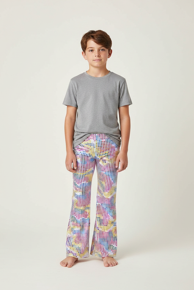 Pantalon Patte D'Éléphant Coloré Imprimé Pois Évasé Enfant - Multicolore Polyester
