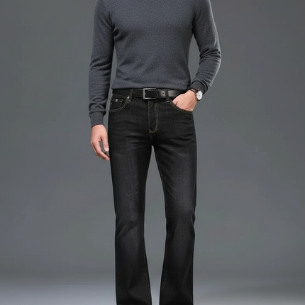 Pantalon Patte D'Éléphant Noir Délavé Homme Classique - Jean