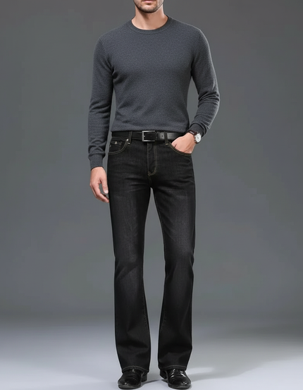 Pantalon Patte D'Éléphant Noir Délavé Homme Classique - Jean