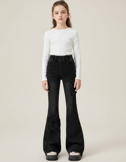 Pantalon Patte D'Éléphant Noir Vintage Papillon Fille - Jean