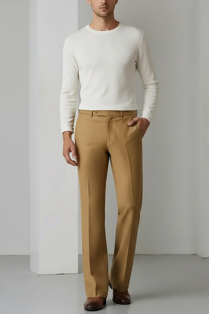 Pantalon Patte D'Éléphant Beige Homme Fluide Élégant - Gabardine