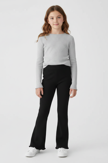 Pantalon Patte D'Éléphant Fille Noir Flare - Maille