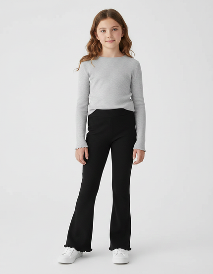 Pantalon Patte D'Éléphant Fille Noir Flare - Maille