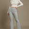 Pantalon Patte D'Éléphant Gris Côtelé Élastique Confortable - Maille