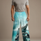 Pantalon Patte D'Éléphant Crocodile Ample Décontracté Aquatique Homme - Bleu Polyester