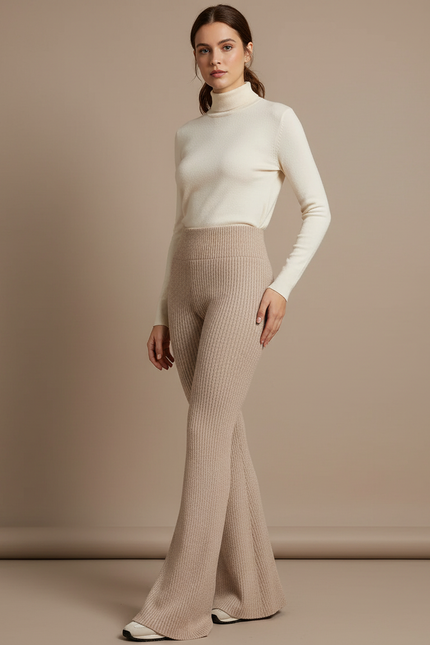 Pantalon Patte D'éléphant Beige - Maille