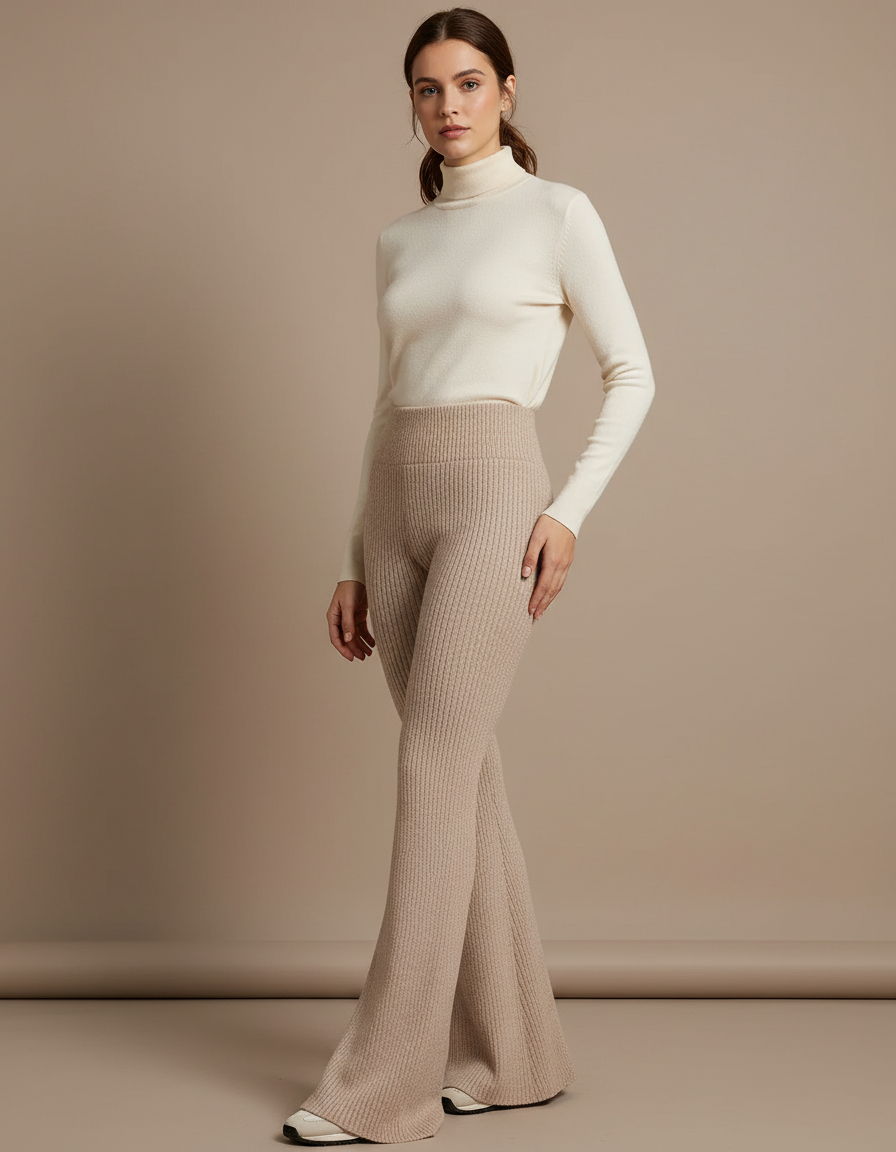 Pantalon Patte D'éléphant Beige - Maille