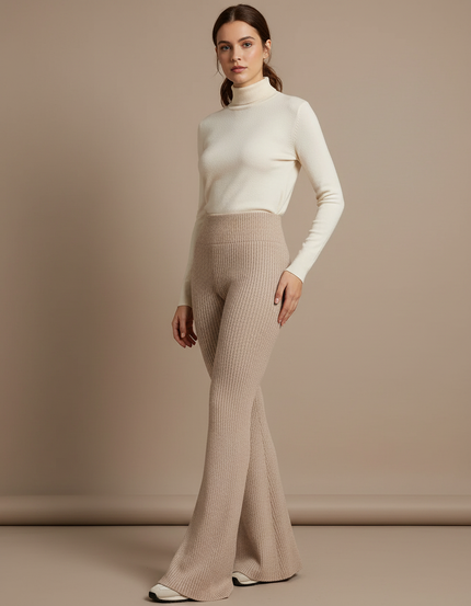 Pantalon Patte D'éléphant Beige - Maille