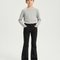 Pantalon Patte D'Éléphant Noir Rayé Vintage Décontracté Enfant - Gabardine