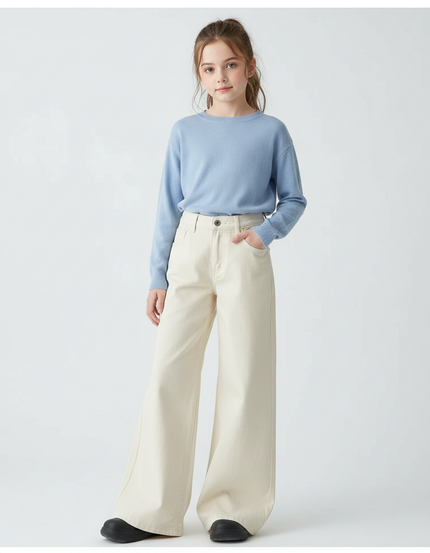 Pantalon Patte D'Éléphant Beige Ample Décontracté Enfant - Toile