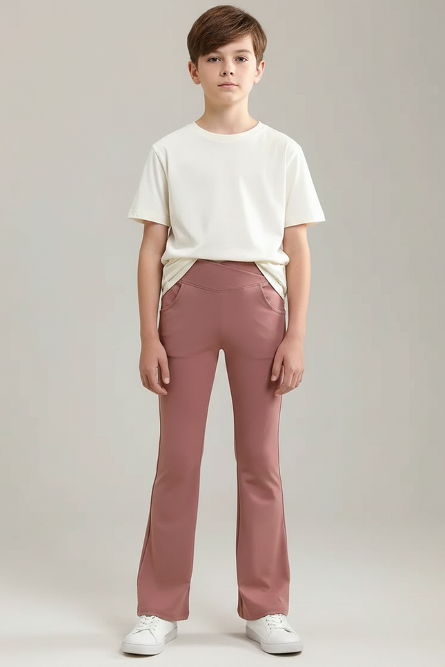 Pantalon Patte D'Éléphant Rose Poudré Taille Haute Confortable Enfant - Polyester