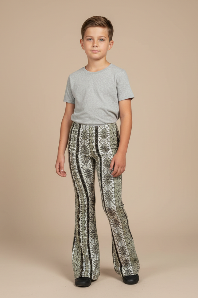 Pantalon Patte D'Éléphant Imprimé Géométrique Élastique Confortable Enfant - Maille