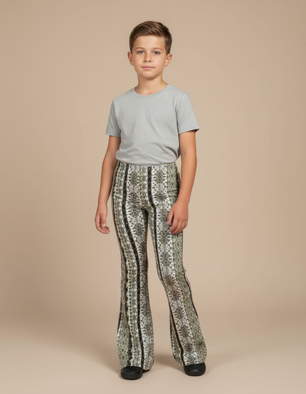 Pantalon Patte D'Éléphant Imprimé Géométrique Élastique Confortable Enfant - Maille