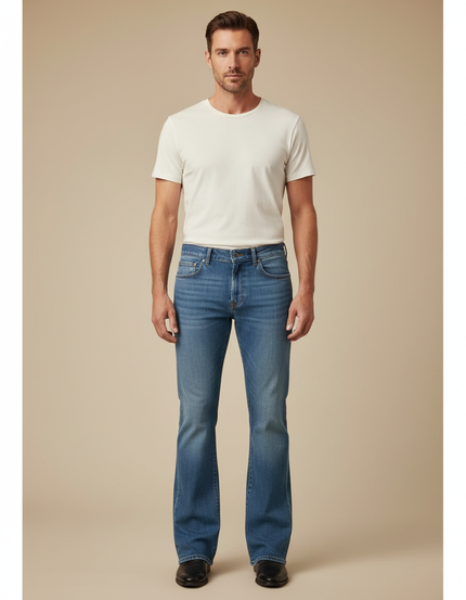 Pantalon Patte D'Éléphant Jean Bleu Décontracté Homme